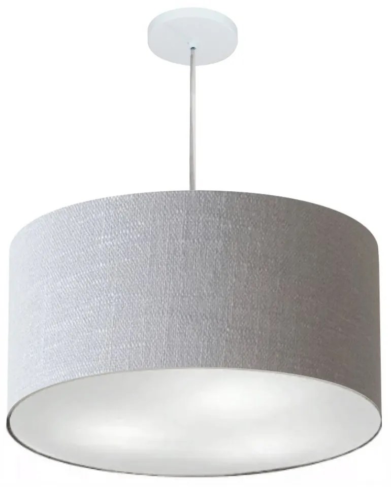 Lustre Pendente Cilíndrico Md-4220 Cúpula em Tecido 55x30cm Rustico Cinza - Bivolt