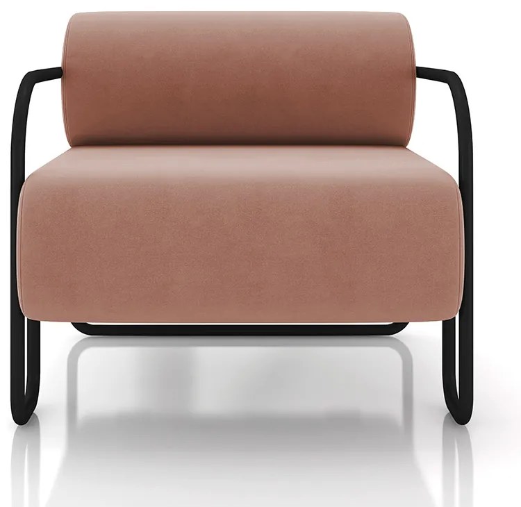Poltrona Sala de Estar Industrial Preto Ameli Veludo K01 - D'Rossi - Rose