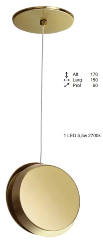 Pendente Eclipse Simples 06X15X17Cm Discos Metal Aluminio 01Xled 5,5W... (ONIX, 110V)