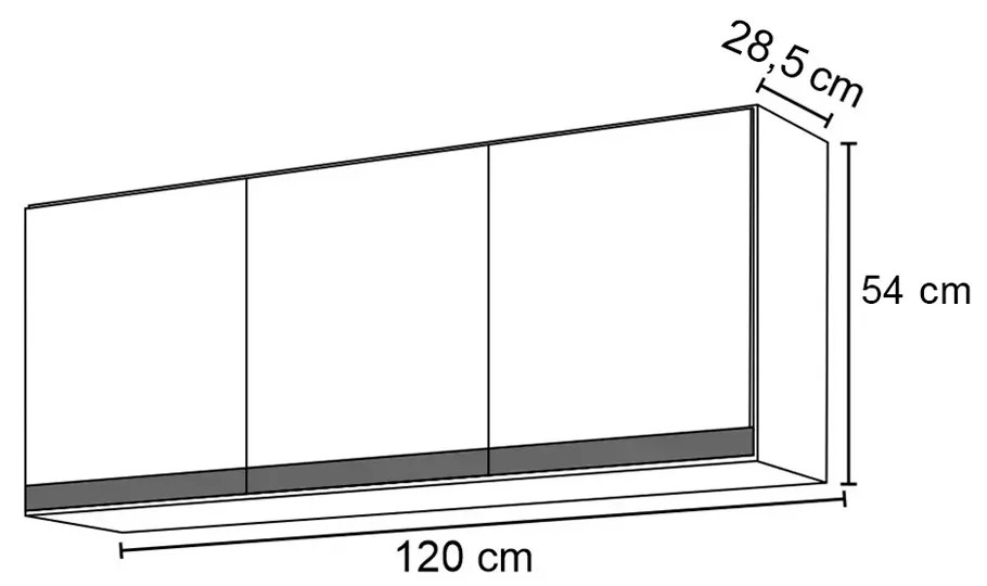 Armário Aéreo de Cozinha Lavanderia 03 Portas Tina 120 cm L06 - D'Rossi - Preto e Castanho