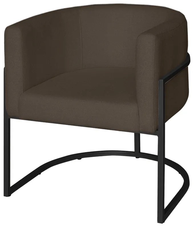 Poltrona Base Industrial Preto Sala de Estar Lety Veludo - Chocolate