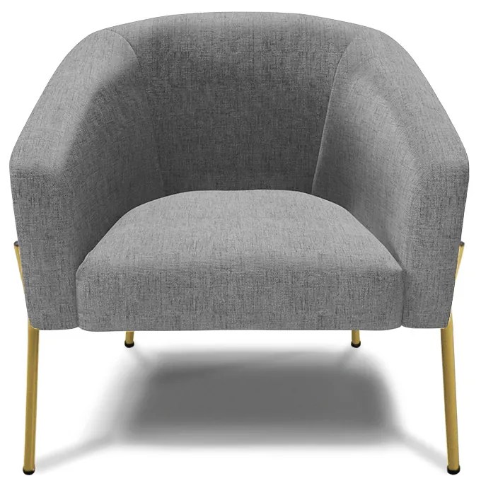 Poltrona Decorativa Pé de Ferro Dourado Stella Linho Grafite D03 - D'Rossi