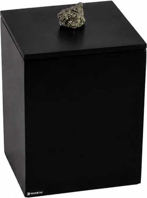 Lixeira Quadrada Naturalle 5,5L Pirita  Preto Fosco