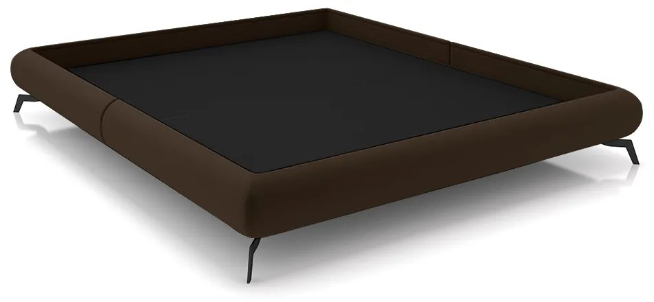 Cama King Size Avulsa Bezos Madeira Imunizada Pés em Aço Revestimento Veludo Marrom G91 - Gran Belo