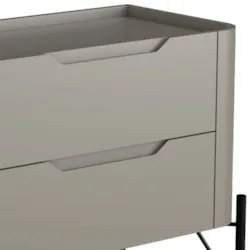 Mesa Cabeceira Quarto 68cm 2 Gavetas Becca Grigio/Preto I06 - Mpozenat