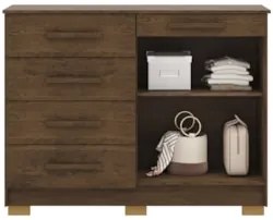 Cômoda Quarto Sapateira 2 Portas 4 Gavetas Lírio Imbuia V02 - Mpozenat