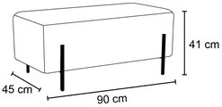 Kit 2 Puffs Decorativos 90cm Base Aço Status C-304 Veludo Azul Marinho
