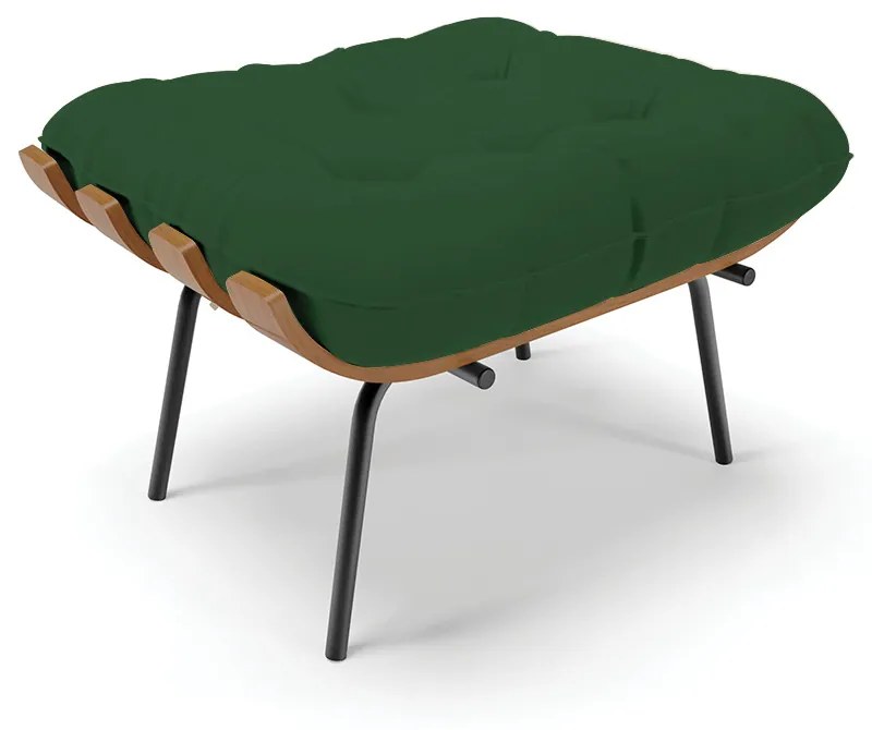 Puff Costela Veludo Base Metálica Preto - D'Rossi - Verde