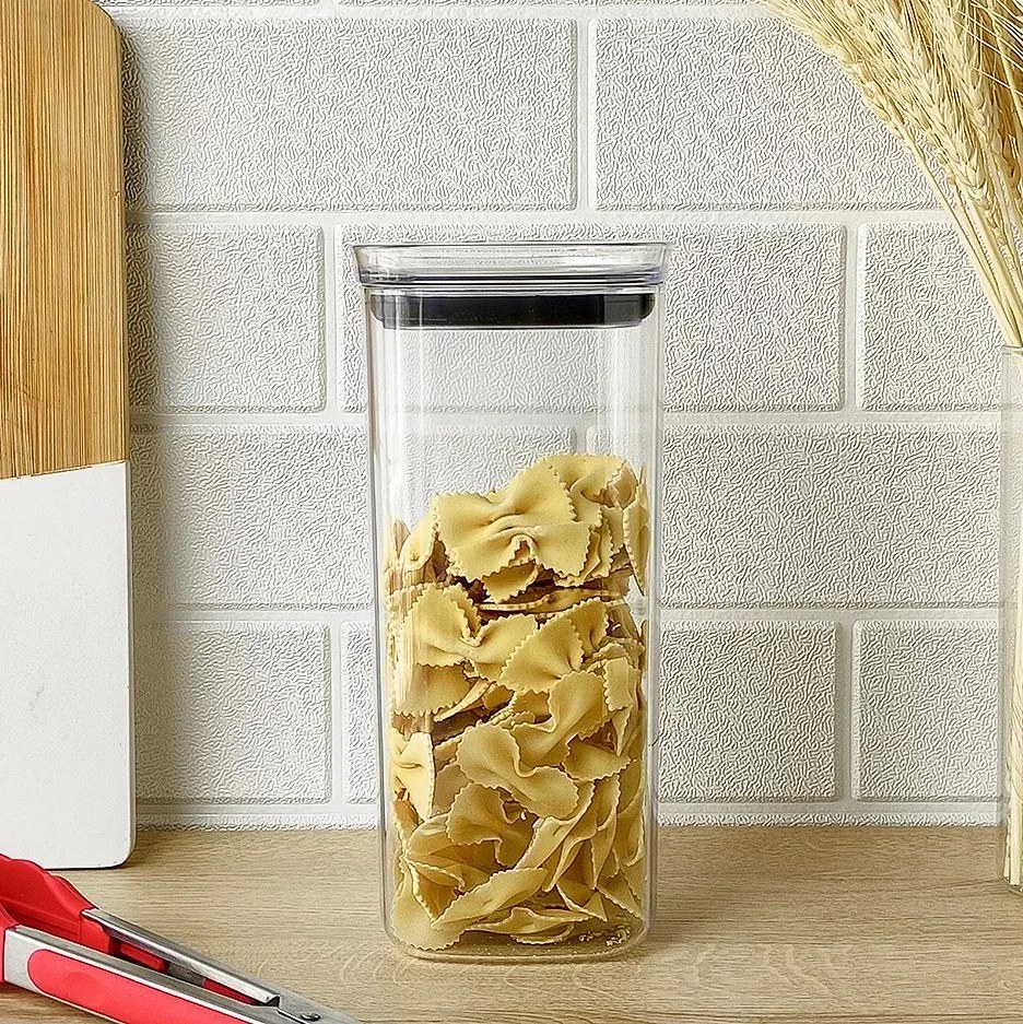 Pote Hermético de Acrílico Quadrado (0,45L - 1L- 1,5L - 2L)
