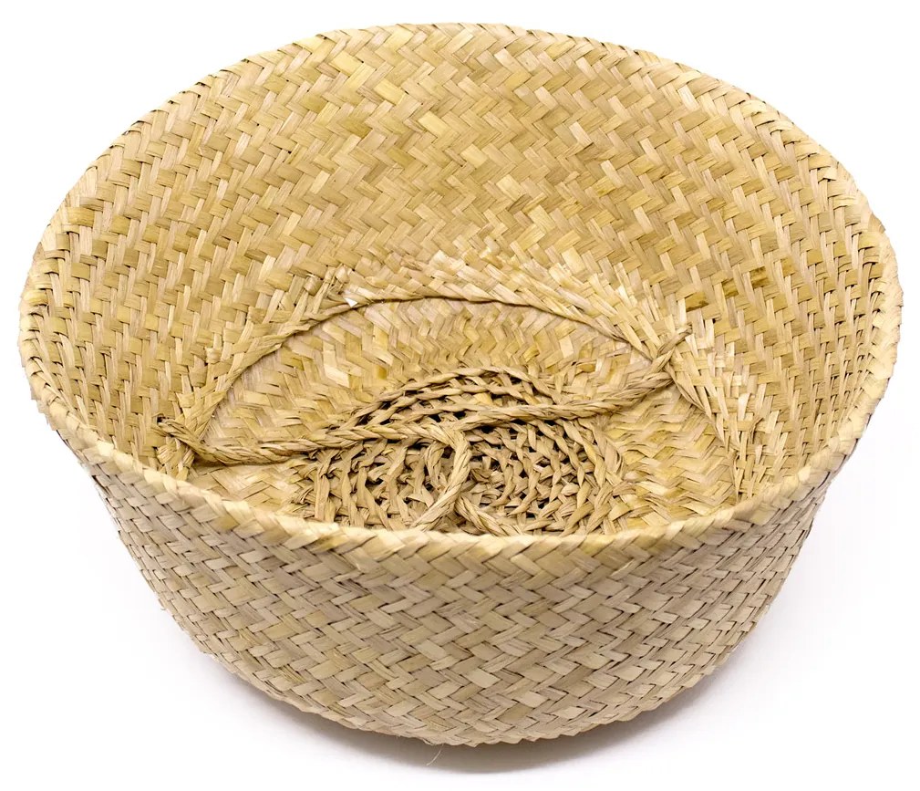 Cesto de Fibra Natural Decorativa 2 Em 1 31x32x35 Cm - D'Rossi