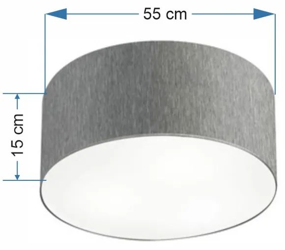 Plafon Cilíndrico Md-3057 Cúpula em Tecido 55x15cm Rústico Cinza - Bivolt