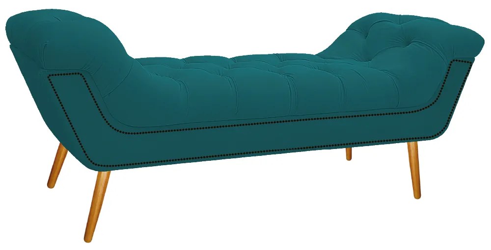 Calçadeira Estofada Veneza 195 cm King Size Suede Azul Turquesa - ADJ Decor