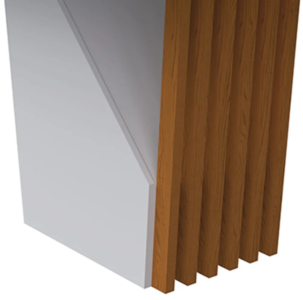 Mesa de Jantar Tampo com Vidro Lita 160 cm Off White Base Ypê - D'Rossi
