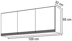 Armário Aéreo Andréia e Balcão Gabinete sem Tampo Manu 120cm Branco -
