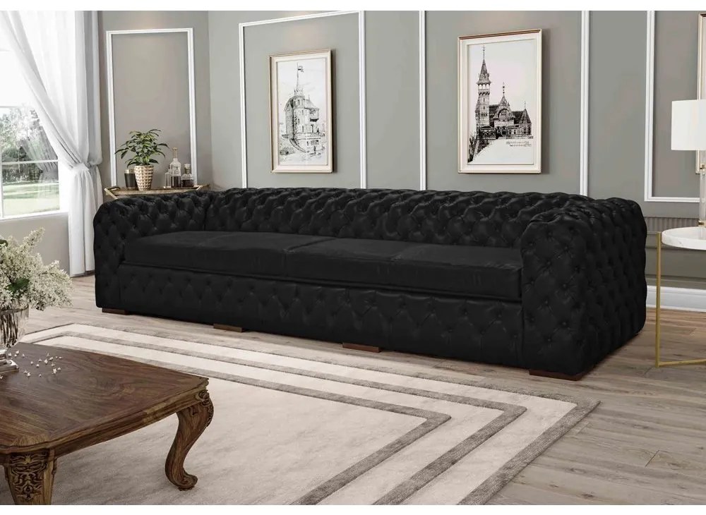 Sofá 3 Lugares Astúria 240cm Couro Preto Fosco G58 - Gran Belo