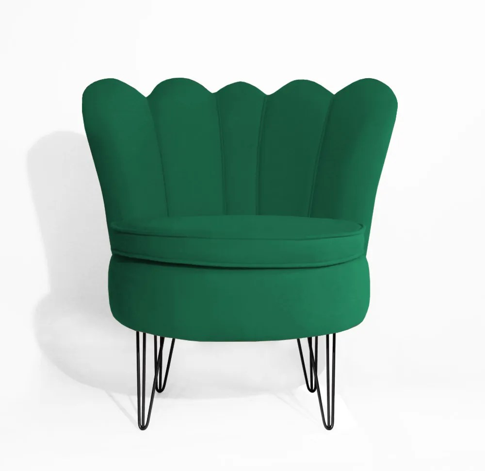 Conjunto 2 Poltrona Dália Pés Hairpin Legs Preto Veludo Verde Bandeira
