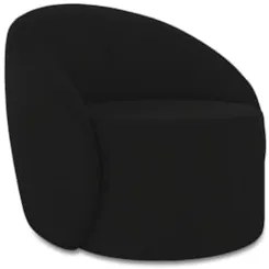 Poltrona Sala Decorativa Redonda 91cm Steve Veludo Preto I01 - Mpozen