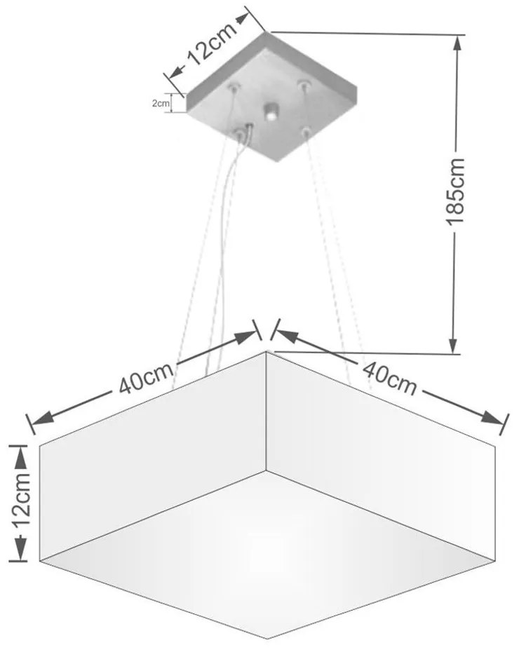 Lustre Pendente Quadrado Md-4194 Cúpula em Tecido 12/40x40cm Rustico Cinza - Bivolt