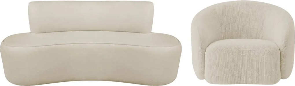 Kit Recamier Curvo Amsterdã 130cm e Poltrona Amore Luxo Bouclé