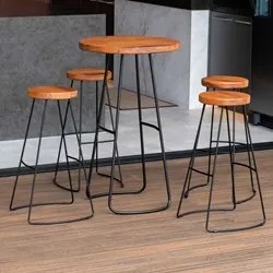 Conjunto Mesa Bistrô Alta e 4 Banquetas Estilo Industrial Aura D09 Per