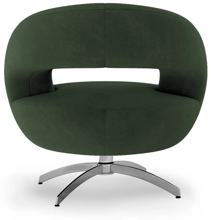 Poltrona Decorativa Base Giratória Topázio Veludo Verde - Sheep Estofados - Verde escuro