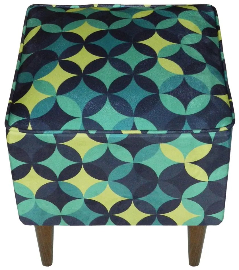 Puff Quadrado Milão Suprema em Suede com Pés Palito - Vitral Verde