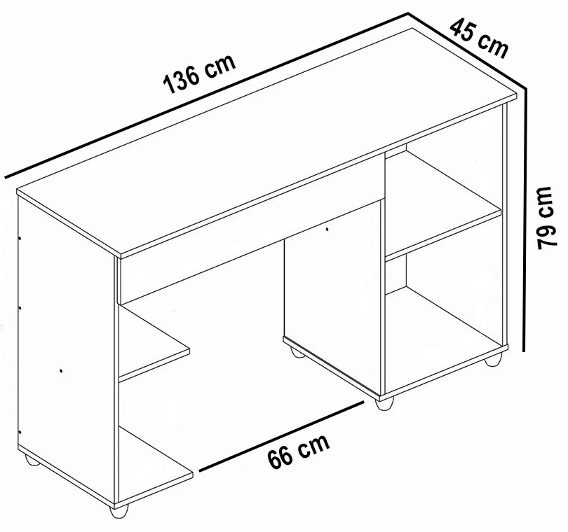 Escrivaninha Mesa Computador com Suporte Cpu 136cm Daurea Atacama A09 - D'Rossi