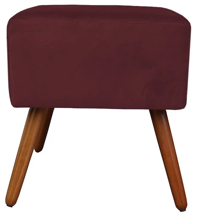 Puff Decorativo Quadrado Malu com Pés Palito Suede Bordô