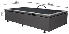 Base Box Baú para Cama Solteiro 88x188cm Liz S05 Sintético Cinza - Mpo