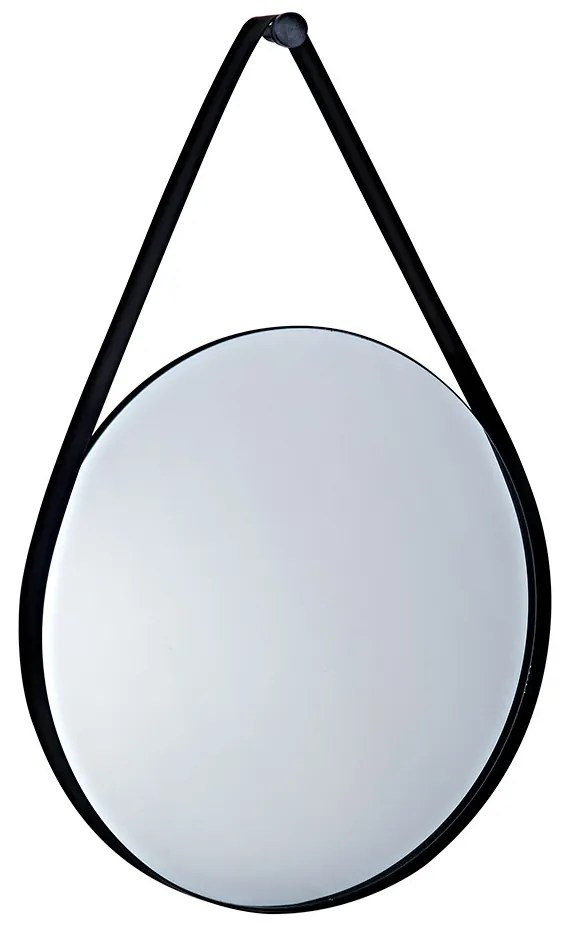 Espelho Adnet Redondo Preto Com Alça Metalica 61x41 Cm - D'Rossi