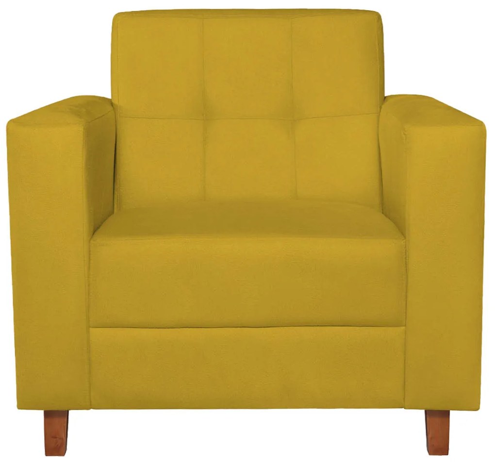 Kit Sofá 2 Lugares e 2 Poltronas Denver Suede Amarelo - ADJ Decor