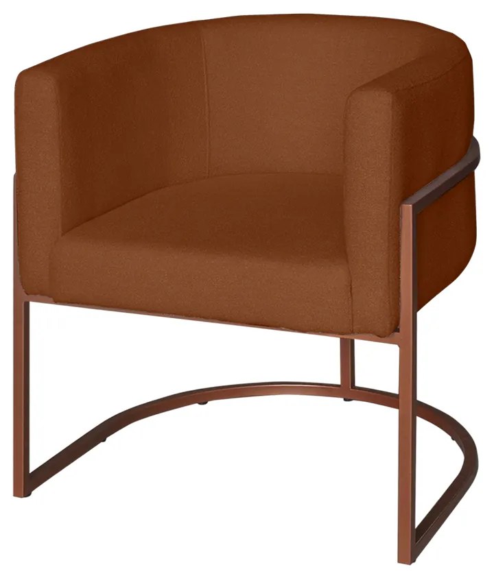 Poltrona Base Industrial Bronze Sala de Estar Lety Veludo - Terracota