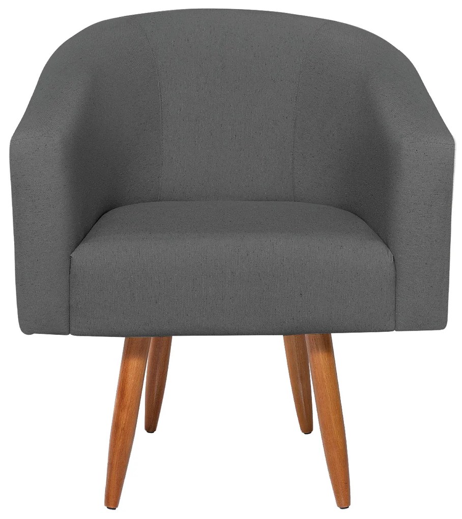 kit 02 Poltronas Luiza Corano Nozes e Linho Chumbo - ADJ Decor