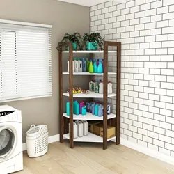 Estante de Canto Closet Multiuso 5 Prateleiras AZ1020 Nogal/Branco - T