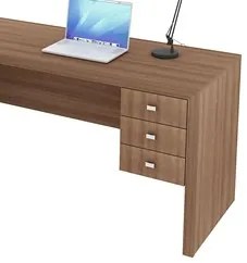 Mesa para Home Office com 03 Gavetas Amêndoa - Tecno Mobili