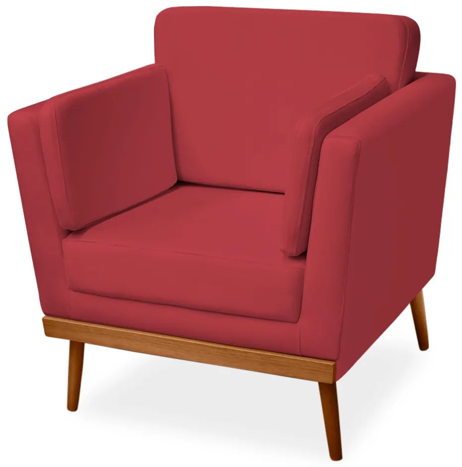 Poltrona Decorativa Siena Veludo Vermelho