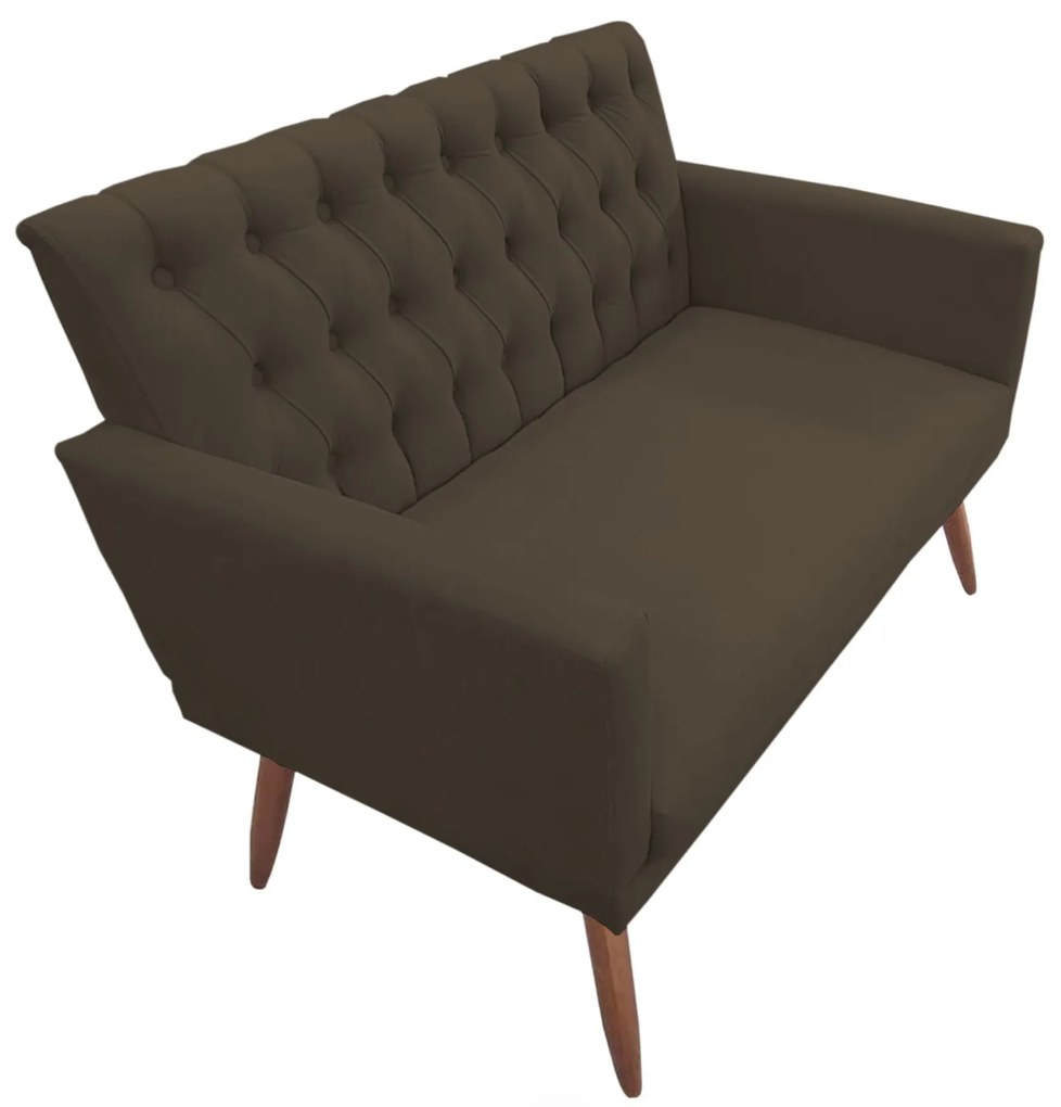 Kit 2 Poltronas 1 Namoradeira Clara Capitonê Pés Palito Suede Marrom - Sheep Estofados
