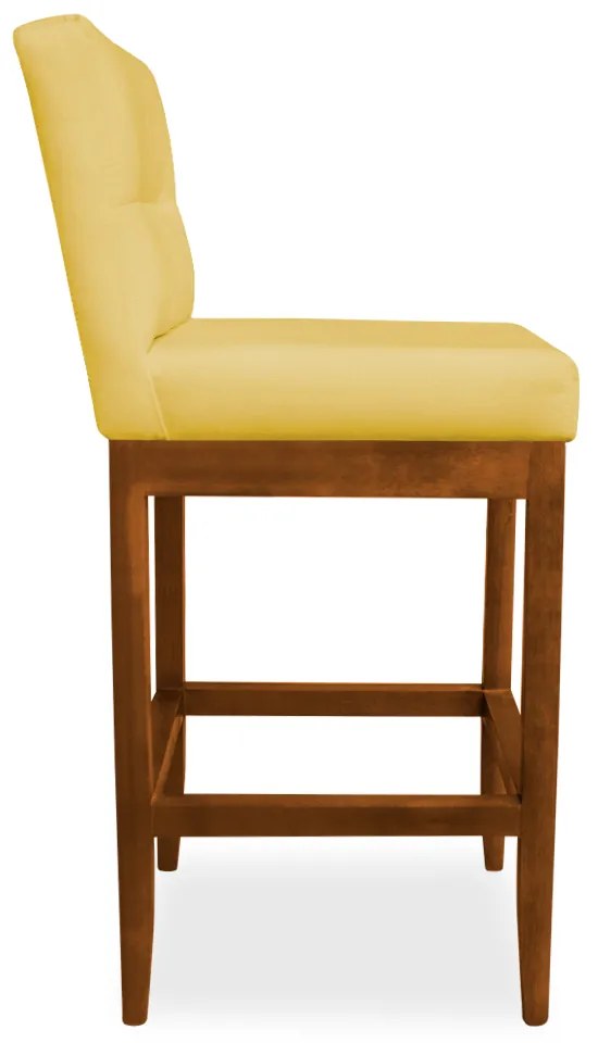 Banqueta Valencia Base de Madeira Maciça Veludo Amarelo