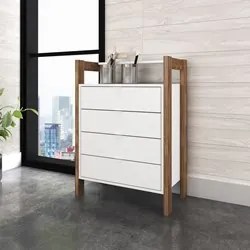 Gaveteiro 4 Gavetas AZ1012 Branco/Nogal - Tecno Mobili