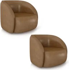 Poltrona para Sala Orgânica Kit 2 Zion M22 Sintético Caramelo - Mpozen