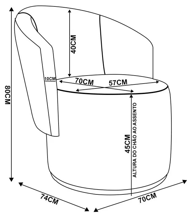Poltrona Decorativa Orgânica Fixa para Sala Malu Sintético PU Bege M11 - D'Rossi