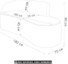 Sofá 3 Lugares Para Sala 180cm Orgânico Wendi Boucle Bege I01 - Mpoze