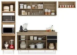 Armário de Cozinha Modulada 4 Peças CP11 Balcão com Tampo Castanho/Pre