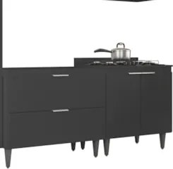 Armário de Cozinha CP05 Para Pia 100cm Pérola Z34 Preto     - Mpozenat