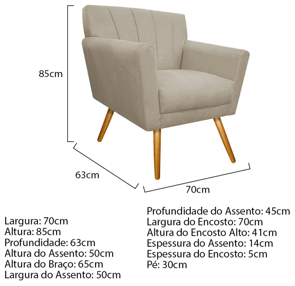 Kit Diva Recamier Vanessa 140cm Lado Esquerdo e 01 Poltrona Laura Suede
