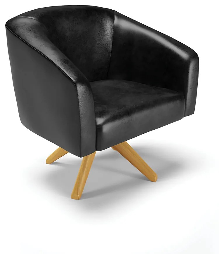 Poltrona Decorativa Giratória MA30 Kit 2 Stella Sintético PU D03 - D'Rossi - Preto