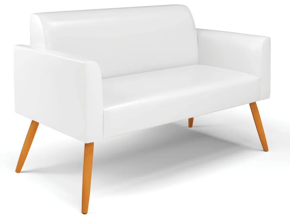 Sofá Namoradeira com 2 Poltronas Pés Palito Castanho Marisa Corano D03 - D'Rossi - Branco