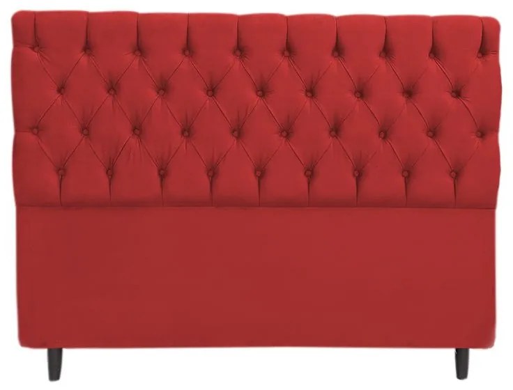 Cabeceira com Calçadeira Baú Solteiro 90cm Nicole Suede Vermelho - Sheep Estofados - Vermelho