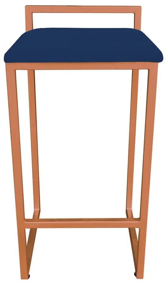 Banqueta Alta Lavínia Suede Azul Marinho Base Cobre D'Rossi