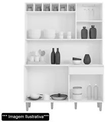 Kit Cozinha Compacta 130cm Com 6 Portas 1 Gaveta  Alice Preto Fosco -